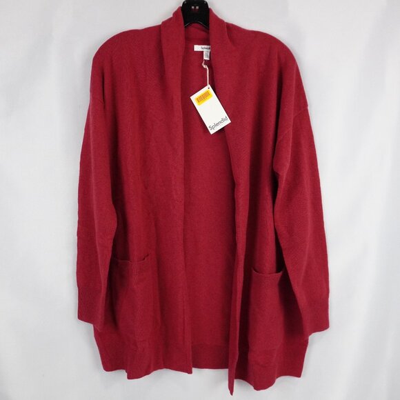 Splendid Tori Cashmere Cardigan with Pockets in Holly Red Size Small (NWT) - Picture 2 of 9